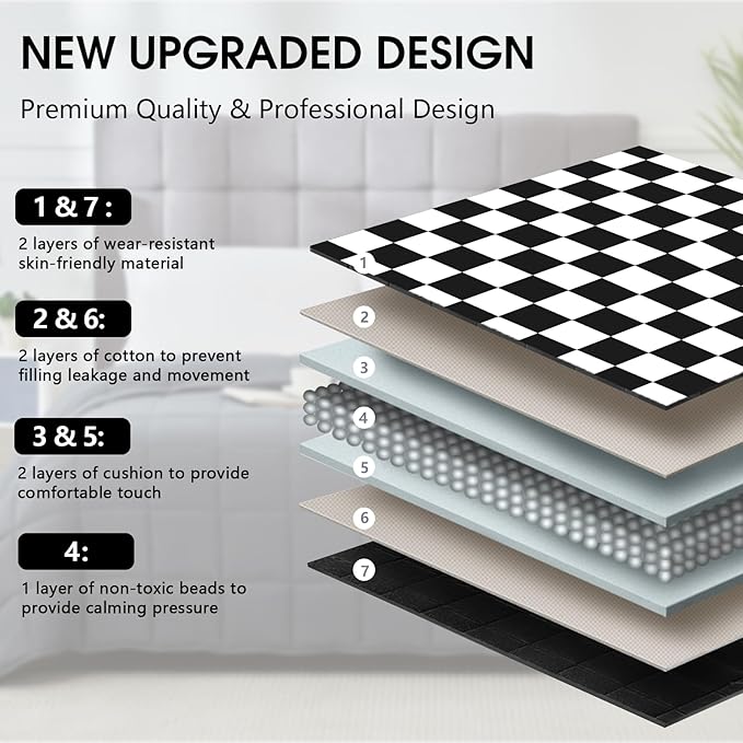 Black Checkered Weighted Blanket for Adults 20lbs, 48"x72", Twin Full Size Cooling Plaid Heavy Throw Blanket for 130-220lbs, Microfiber Soft Thick Big Blankets Weighted Comforter Gift for Sleeping
