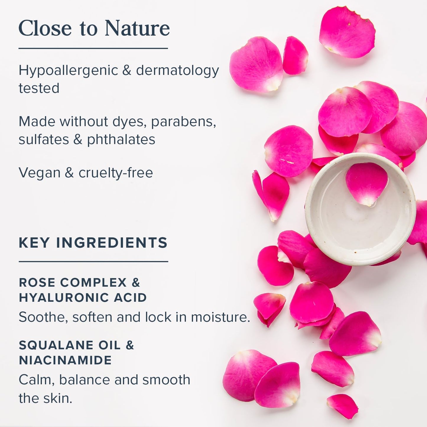 HERITAGE STORE Rosewater Face Moisturizer - Soothing Gel Moisturizer with Rose Complex, Niacinamide and Hyaluronic Acid - Dry to