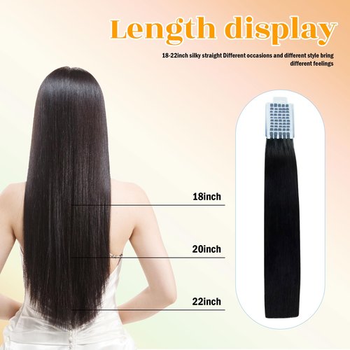 V Light Hair Extension, 22 inch 40g Black Virgin Remy v-light Hair Extensions for V Light Hair Extension Machine Tool Kit (Black, 22 inch)