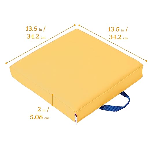 ECR4Kids SoftZone Floor Cushions, Square, Flexible Seating, Yellow, 6-Piece