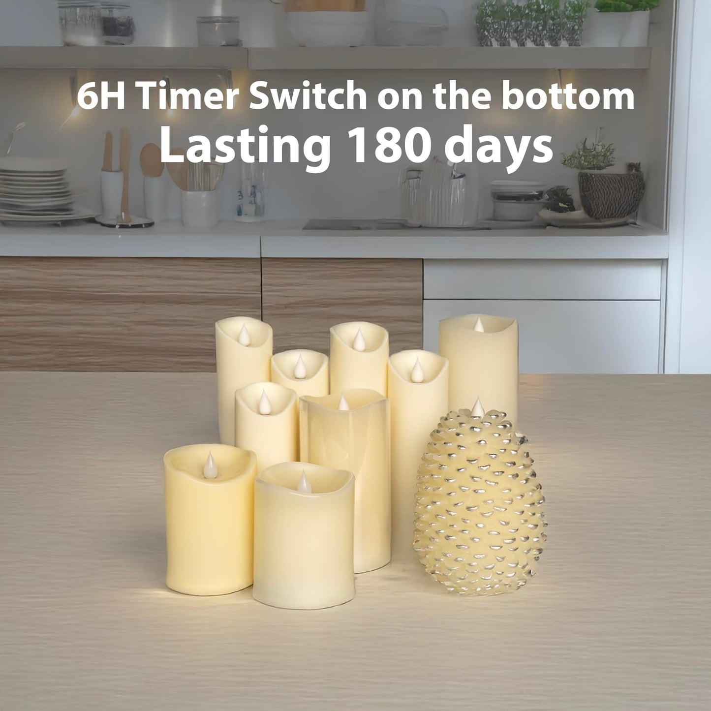 GyrHub Flameless Candles Last 1300+ Hours Real Wax Flame Effect Auto-Moving 3D Wick, LED Pillar Candles with Timers Battery Operated - Red 6“6”