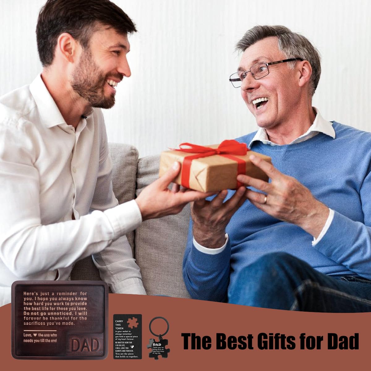 Dad Gifts for from Wife Daughter Son, Unique for Christmas Birthday, New Step Bonus Dad Wood Tray for Father, Gift for Dads Who Wants Nothing