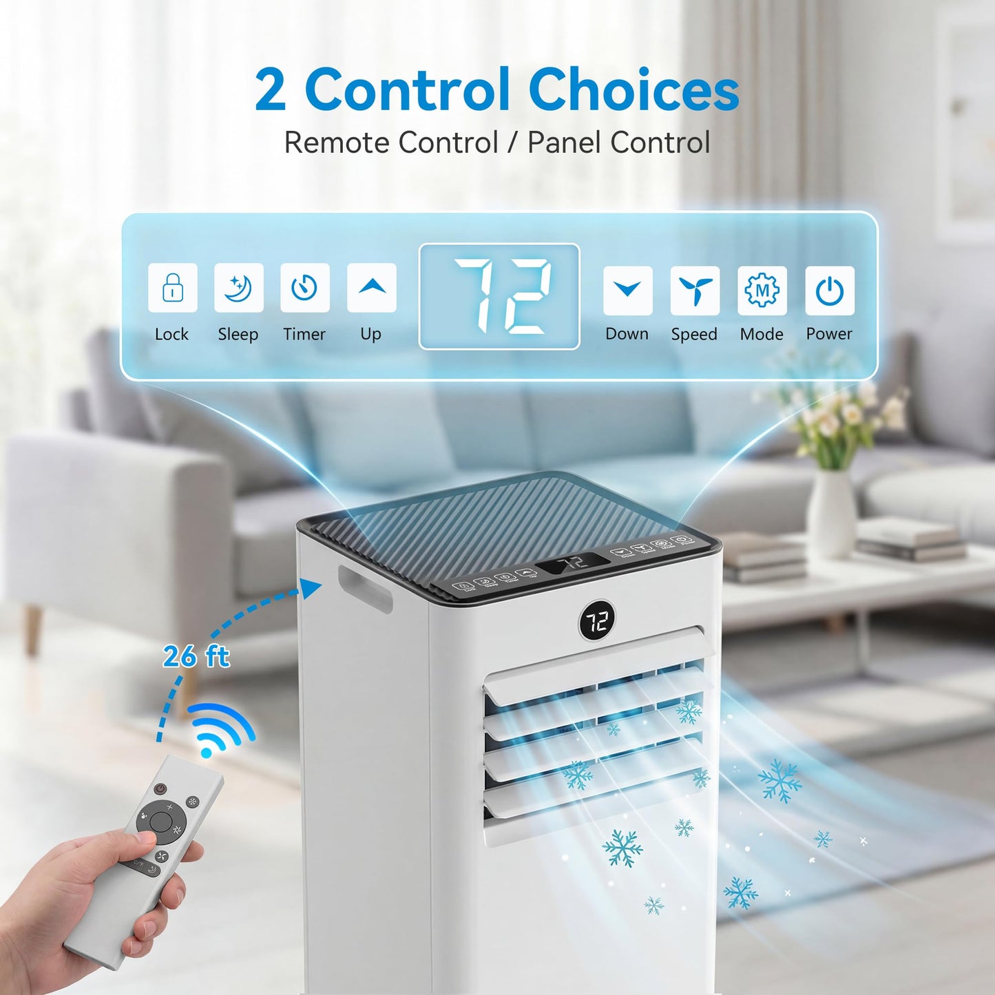 Tehanld 10,000 BTU Portable Air Conditioner, 4-in-1 AC Unit with Sleep, Cool, Dehumidifier & Fan, Cools up to 450 sq.ft, Remote Control, 24H Timer & Window Mount Kit, Bedroom