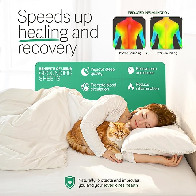 Earthbound Grounding Sheets Queen Size - Improve Sleep and Relax with Our 90% Organic Cotton, 10% Pure Silver Grounded Sheet | Reduce Inflammation w/Well Deep Pocket Grounding Well Bed Sheet - White