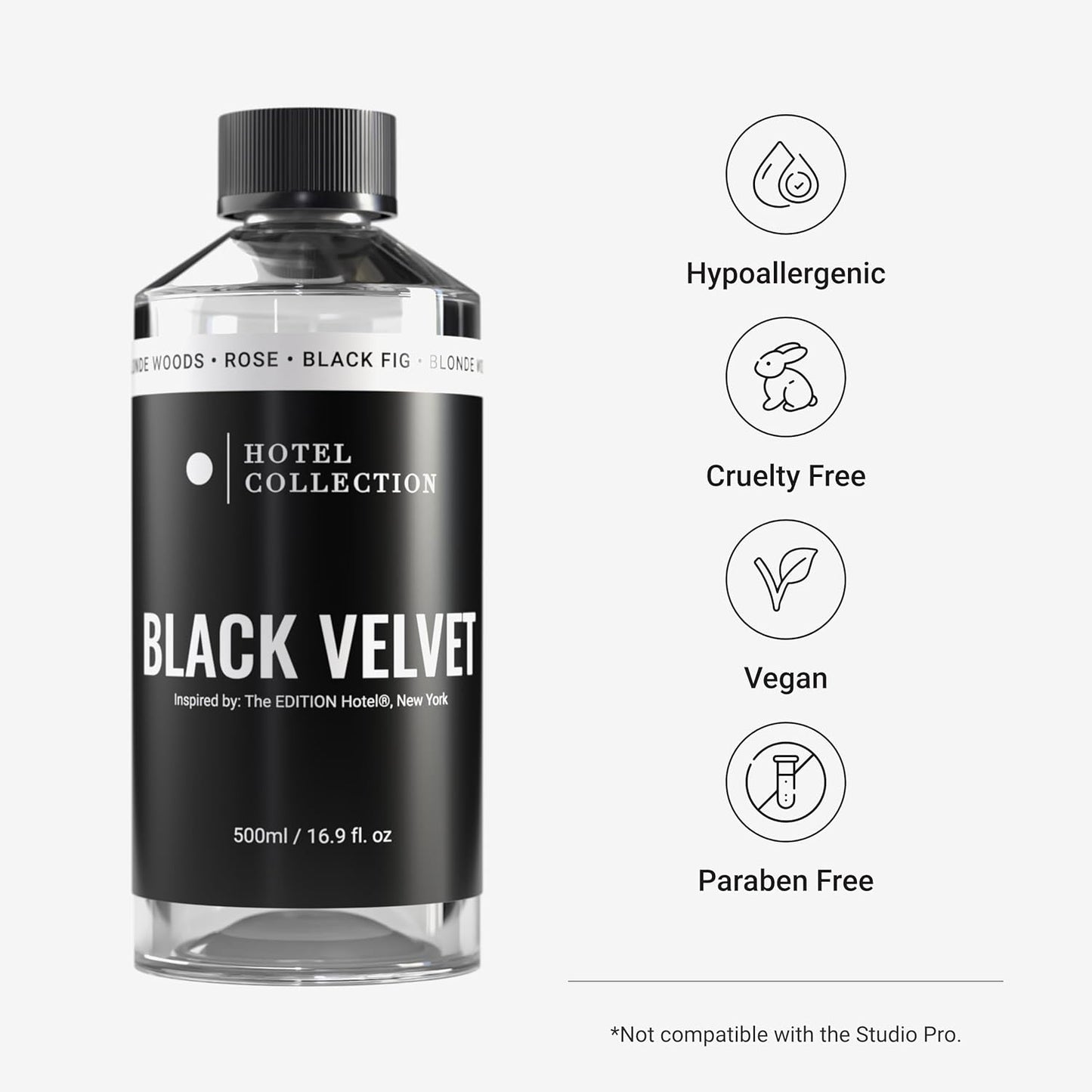 Hotel Collection Diffuser Oil - Black Velvet - Aromatherapy Essential Fragrance Oil - Blonde Woods, Rose, and Black Fig - 500ML 16.9 Fl oz
