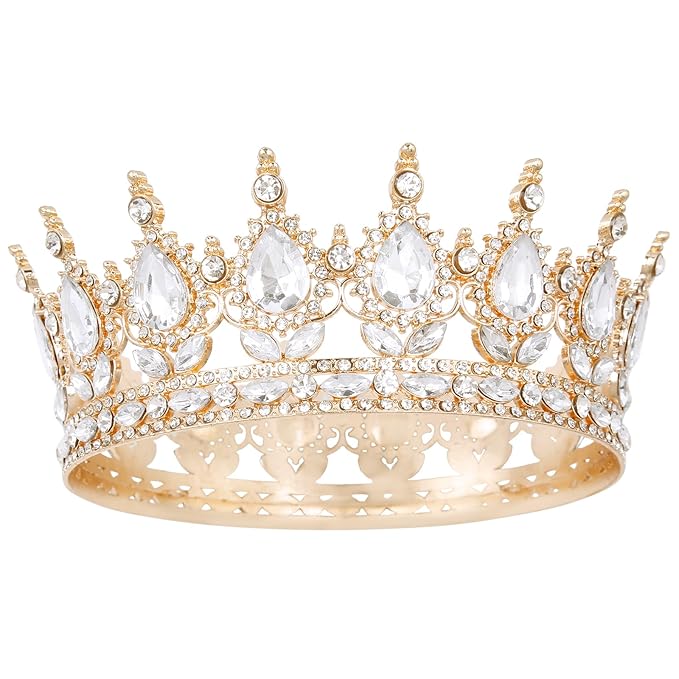 WOVOWOVO Gold Queen Crown for Women Princess Crown Birthday Tiara Rhinestone Wedding Crowns Headband for Bride Hair Access...