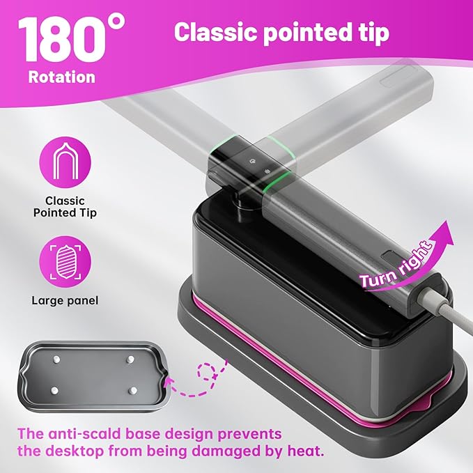 travel steamer for clothes portable mini, 125ml Water Tank, 30S Fast Heat-Up, 180° Swivel Handle, 110v with LCD Display, Powerful Wrinkle Remover for Home, Office, Traveling