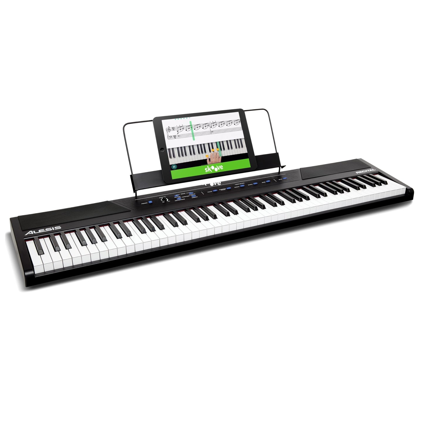 Alesis Recital - 88 Key Digital Piano Keyboard with Semi-Weighted Keys, 2x20W Speakers, 5 Voices, Split, Layer and Lesson Mode, FX and Piano Lessons
