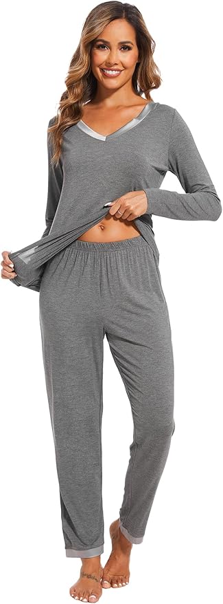 GYS Viscose from Bamboo Women's Pajama Sets Super Soft Long Sleeve Sleepwear Comfy Winter Pjs Sets S-4X