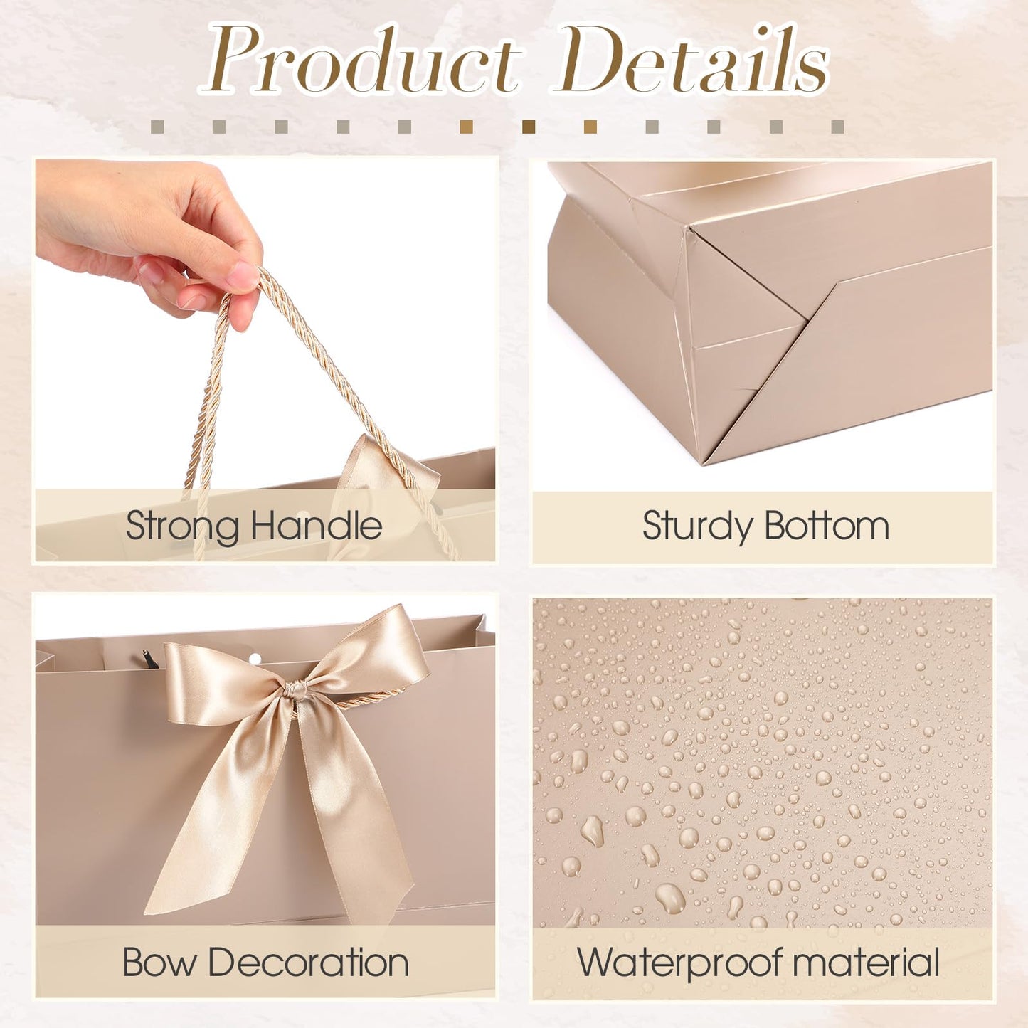 Maitys 10 Set Paper Gift Bags Assorted Sizes with Ribbon, Greeting Card Tissue Paper (3 Large 12.6", 3 Medium 11", 4 Small 7.5") Luxury Gift Bags for Anniversary Presents Wedding Bridesmaid Birthday