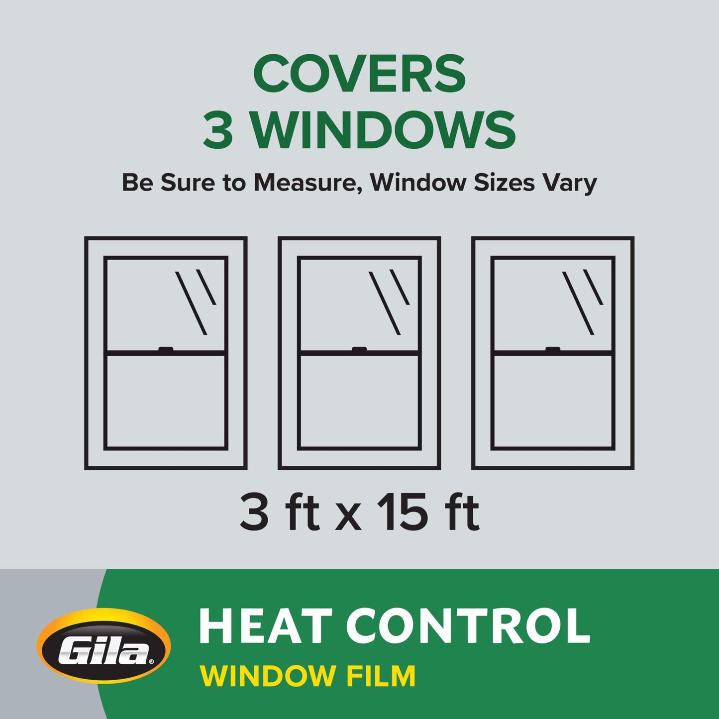 Gila Heat Control Light Gray Adhesive Residential DIY Window Film Sun Blocking 3ft x 15ft (36in x 180in)
