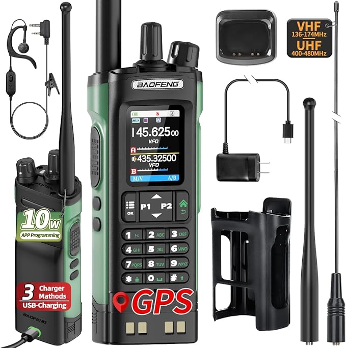 BAOFENG UV-32 Ham Radio Long Range 10W Rechargeable Walkie Talkies UV32 5RM K5 Handheld Two Way Radio NOAA Weather Radio w...
