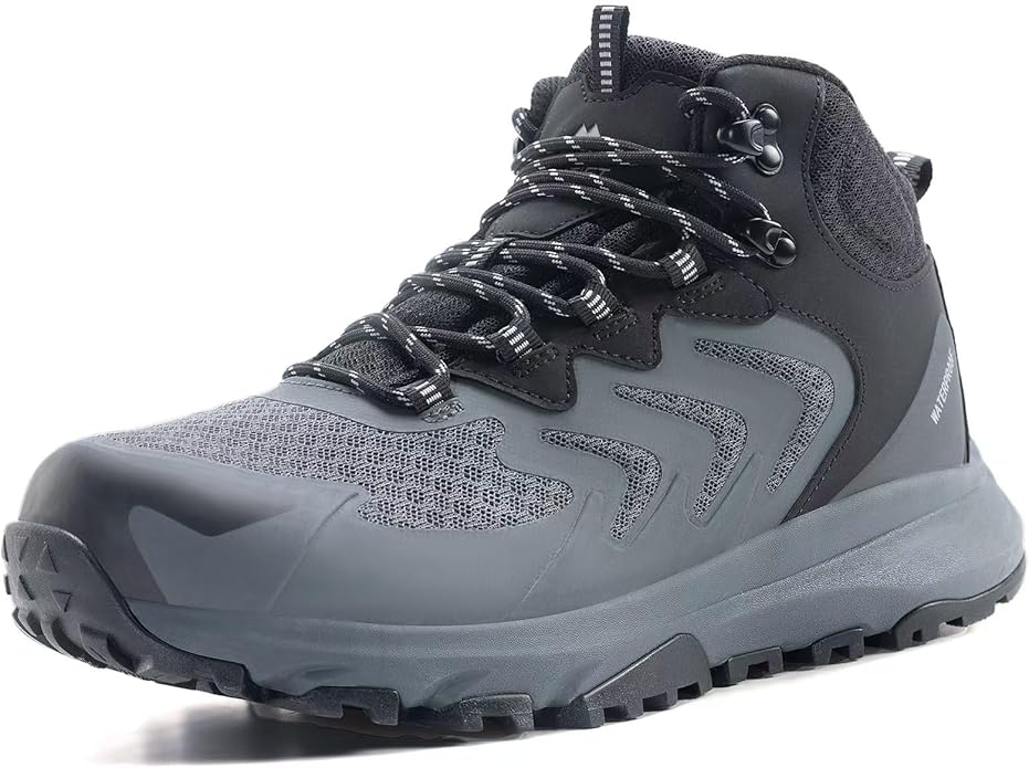 OUTJET Men's Waterproof Hiking Boots Lightweight Comfortable Outdoor Walking Trail Boots Shoes