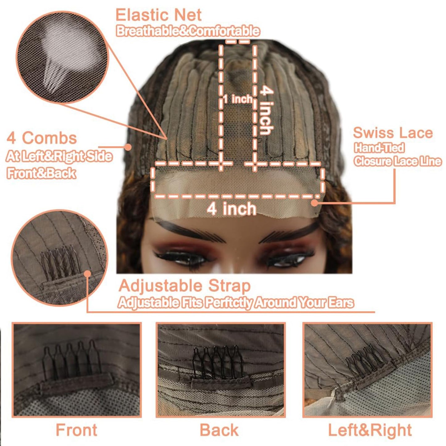 Peenoll Highlight Dark Brown Chocolate P4/30 13X6 Human Hair Lace Frontal Wig Glueless Wigs Human Hair Pre Plucked Pre Cut Lace