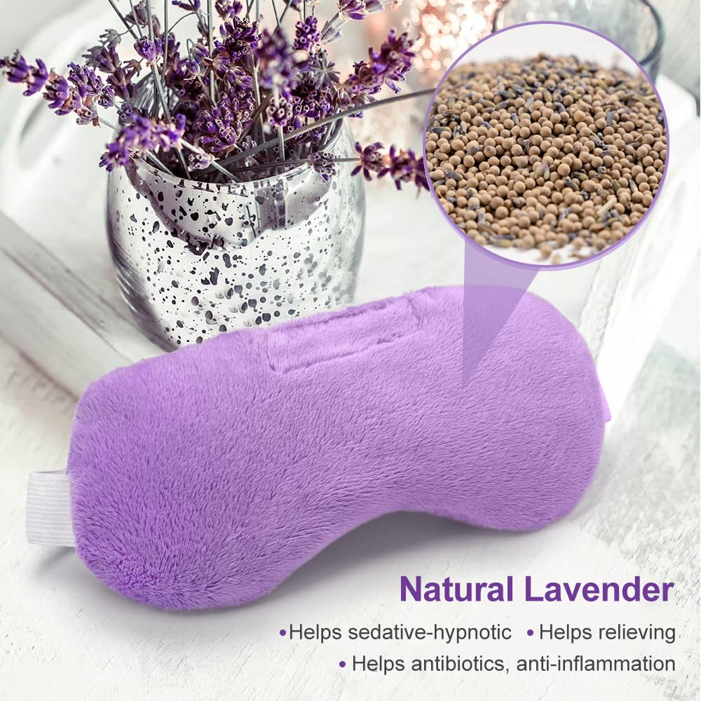 Umisleep Lavender Eye Mask, Aromatherapy Weighted Sleep Mask for Dry Eyes Men Women, Microwave Heated Hot Therapy Eye Cover Moist Compression Pain Relief, Pillow for Puffy Eyes, Sinus Pain, Purple