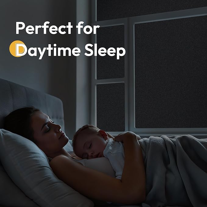 rabbitgoo Blackout Window Film 100% Light Blocking, Static Cling No Glue Easy Install, Removable Room Darkening Window Cover for Daytime Sleep, Bedroom, Nursery, Home Theater, 23.6 by 78.7 inch