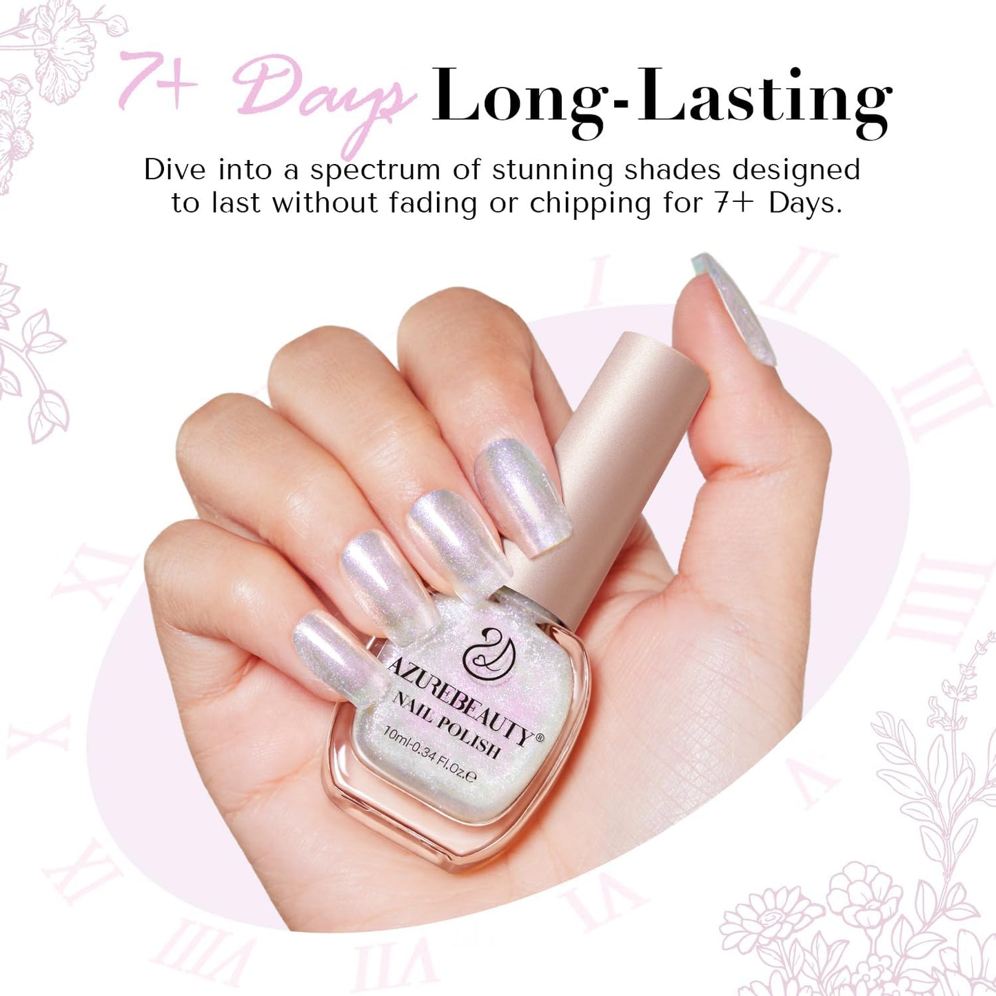 AZUREBEAUTY Shimmering Purple Nail Polish,Glitter Purple Color Quick Dry Complete Natural Super Lustrous Nail Enamel Polish,Prof