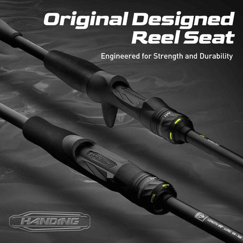 HANDING M1 Bass Fishing Rod 7' Medium Heavy Spinning Rod 2-Piece with Fast Action Fuji Guide Rings for Smallmouth Largemouth Trout Walleye