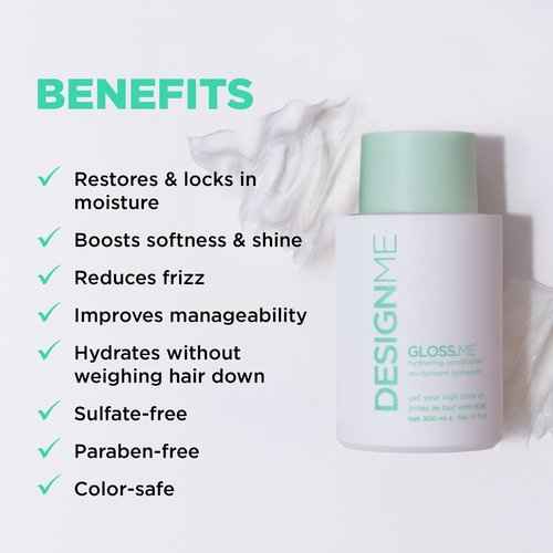 GLOSS.ME Hydrating & Shine System by DESIGNME | Natural, Sulfate Free Shampoo, Hair Conditioner for Dry Hair, Hair Serum, & Hair Mask | With Moisturizing Argan Oil for Strong, Soft & Shiny Hair