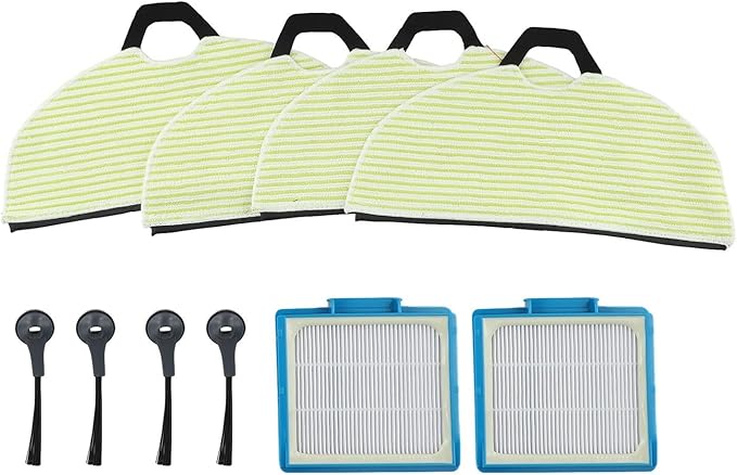 Side Brush, and Mop Pads Set, Compatible with For Shark RV2001WD, RV2002WD, AV2001WD, Robot Vacuum, Microfiber, Cleaning Pads, Reusable, for Shark Robot Vacuum Cleaner Accessories
