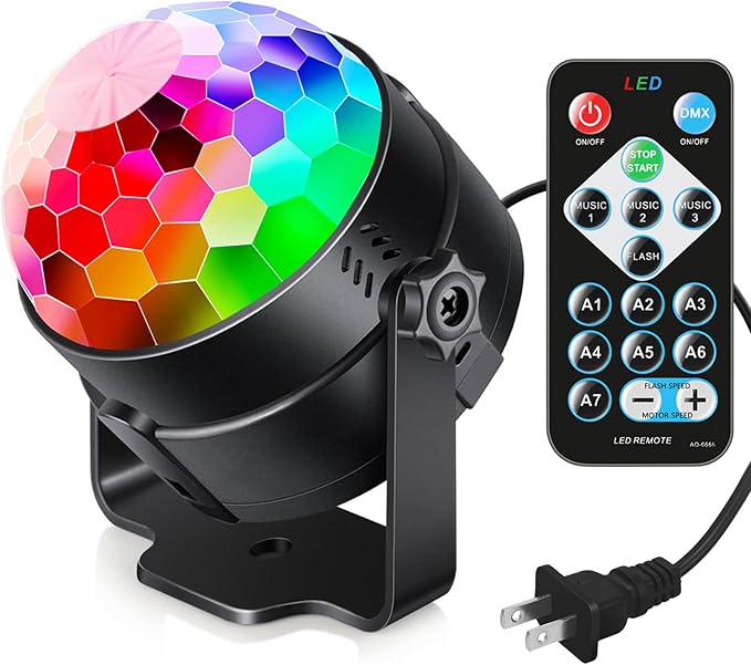 Luditek Sound Activated Party Lights with Remote DJ Lighting, Disco Ball Strobe Stage Light for Home Room Dance Parties Bi...