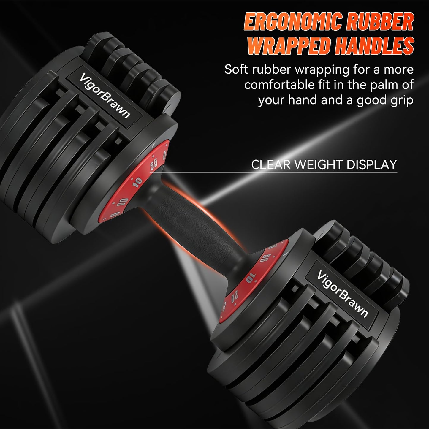 Adjustable Dumbbell Set 55LB - 5-in-1 Multifunctional Weights with Anti-Slip Metal Handle, Quick Adjusting Mechanism, Ideal for Full Body Strength Training, Includes Convenient Storage Tray (2)