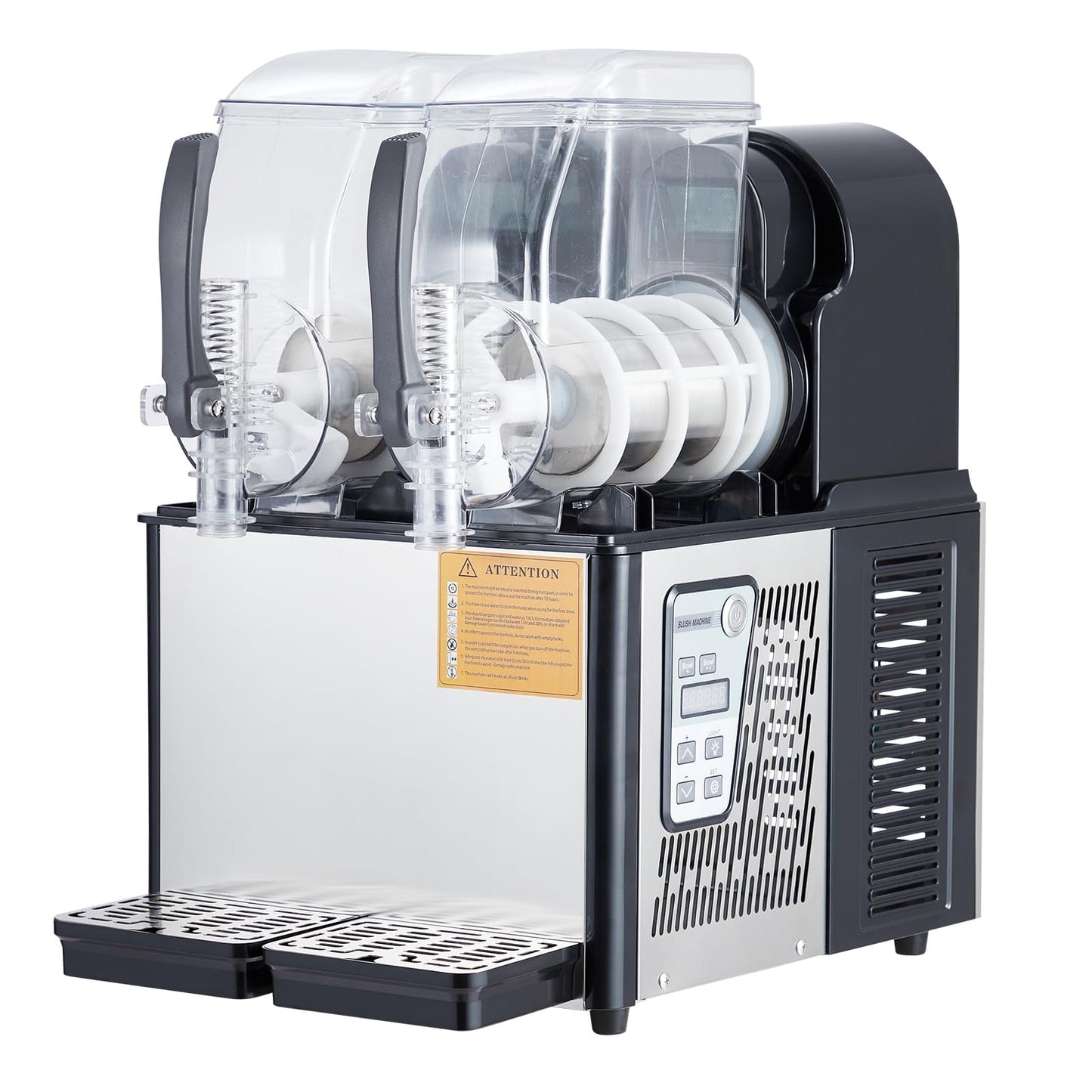 PeacefulHues Commercial Slush Machine for Frozen Drinks – Dual 4L Stainless Steel Tanks, Self-Cleaning, 370W, Ideal for Bars, Restaurants, Home – Includes Carbon Steel Wrench, 7.2L Total