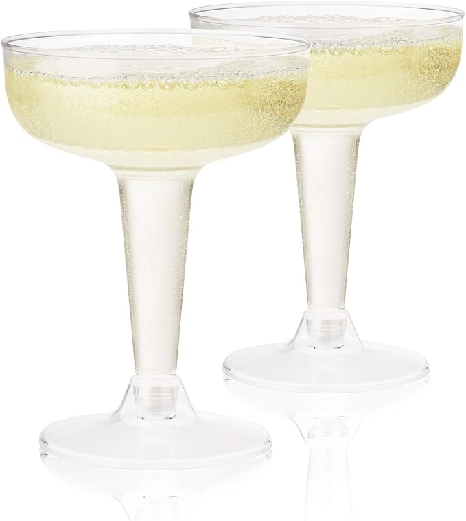 True Party Disposable Plastic Champagne Coupe Glasses Cocktail Set, Durable Home Wine Bar Accessories for Birthday Weddin...