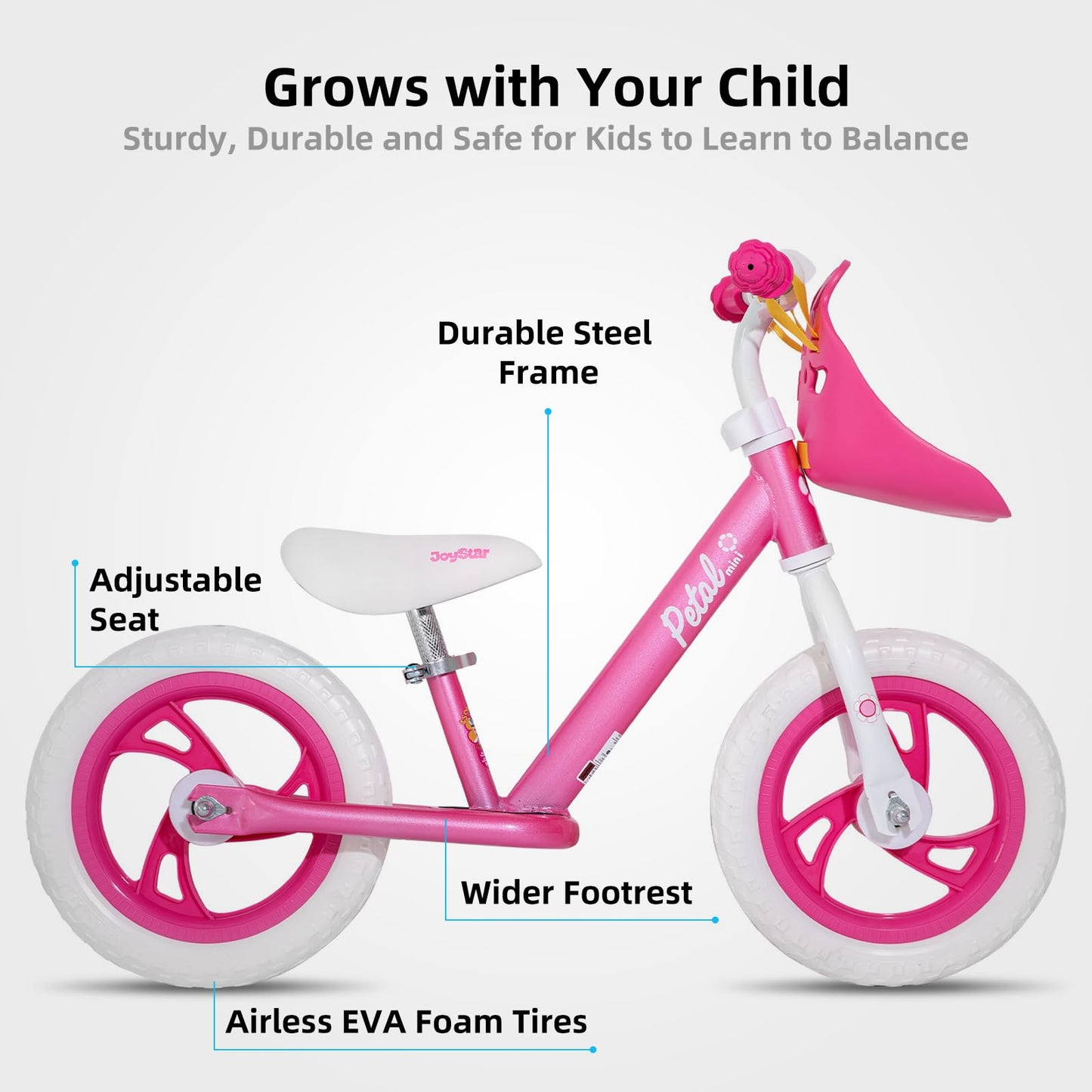 JOYSTAR 14 Inch Balance Bike for Boys Girls 18months-5 Years Old Push Bicycle Toddler Balance Bikes 14" Gift Bike for Boys Girls Pink