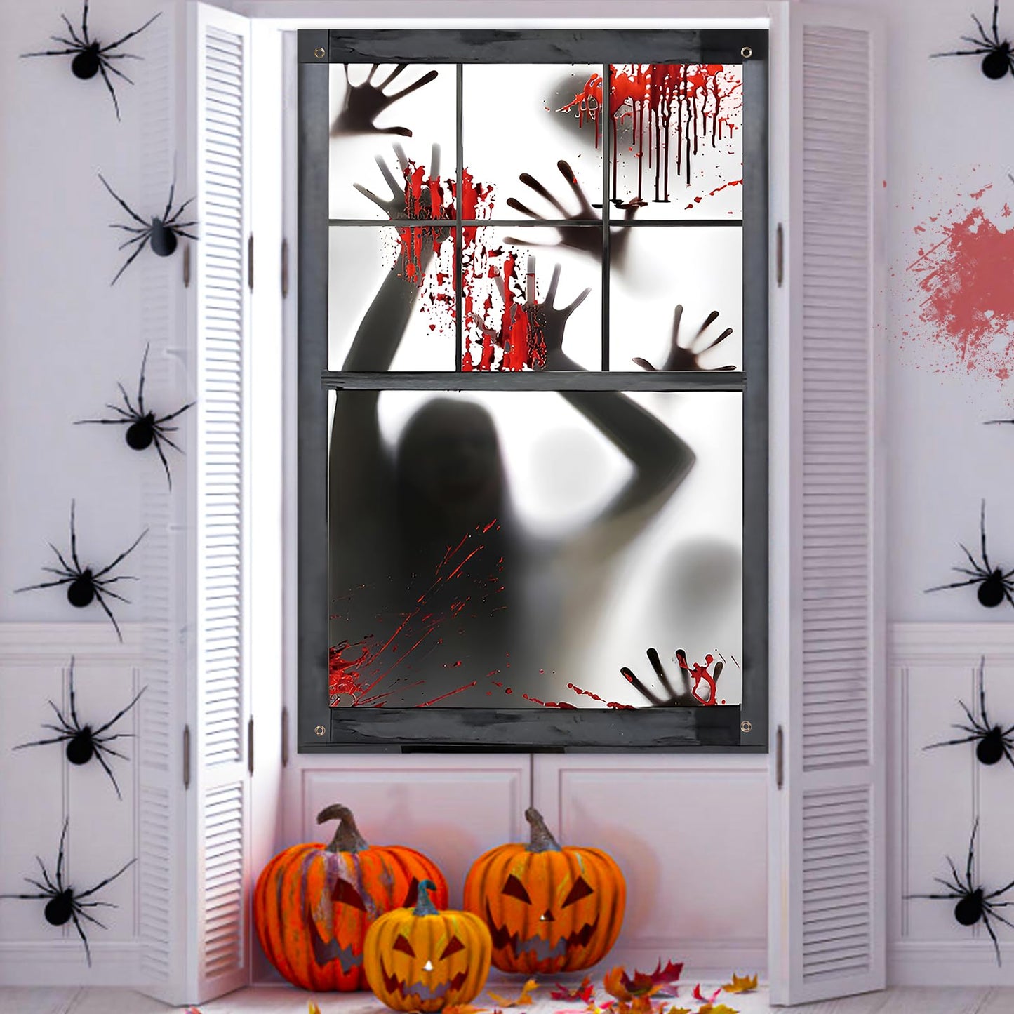 Halloween Window Decorations 31.5x47.2" Window Door Wall Cover Scary Halloween Decorations Indoor Outdoor Party Decor