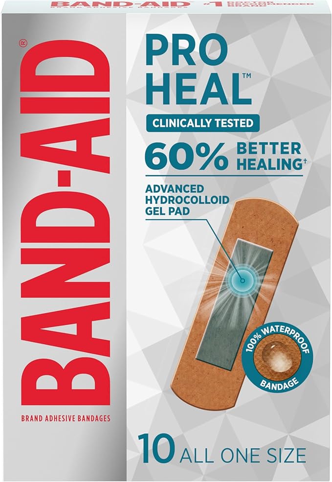BAND-AID Brand Hydro Seal Adhesive Waterproof Bandages, Hydrocolloid Gel Patch for First Aid Support Better Healing for Mi...