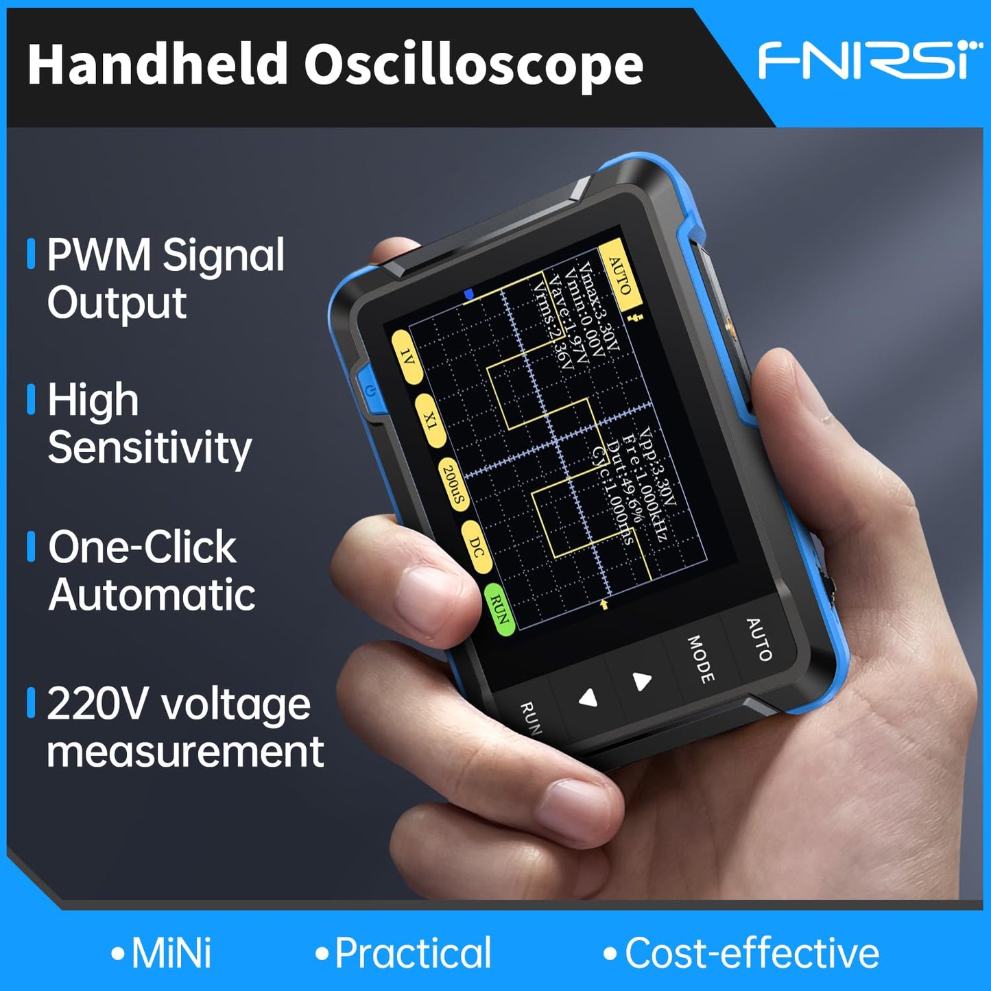 FNIRSI DSO152 Handheld Oscilloscope - 2.8" TFT Digital Oscilloscope Kit 200KHz Bandwidth 2.5MS/s High Sampling Rate Portable Pocket Oscilloscope, Trigger Function Auto/Nomal/Single