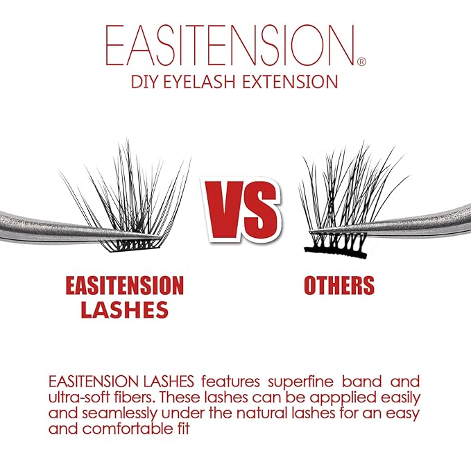 DIY Eyelash Extension, 3D Effect Individual Melt Flare Lash Cluster Natural Lashes Set, Home Eyelash Extension, D curl Lashes Pack 12mm,14mm (12MM-Sparkle)