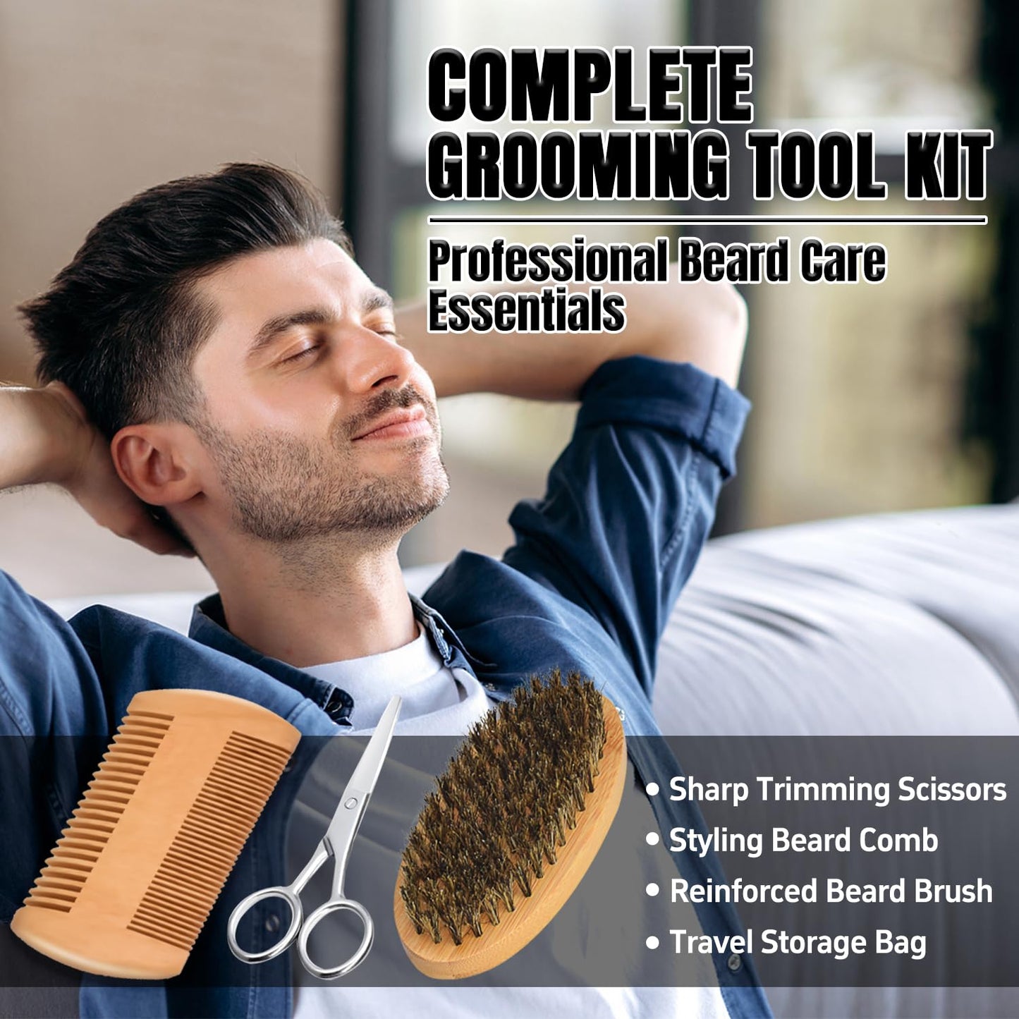 XIKEZAN Beard Kit for Men Grooming & Straightening Set,w/Beard Straightener, 2 Pack Oil, Balm, Comb, Scissor, Brush, Birthday Valentines Gifts for Him Dad Men Boyfriend Christmas Stocking Stuffers
