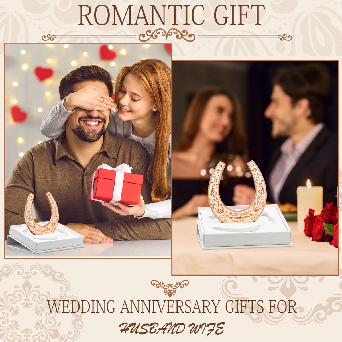 7 Year Anniversary Copper Gifts for Him 7 Year Anniversary Wedding Gift for Couple Lucky 7 Years of Marriage Horseshoe 7th Wedding Anniversary Copper Gifts for Him with Box Gifts for Men Him