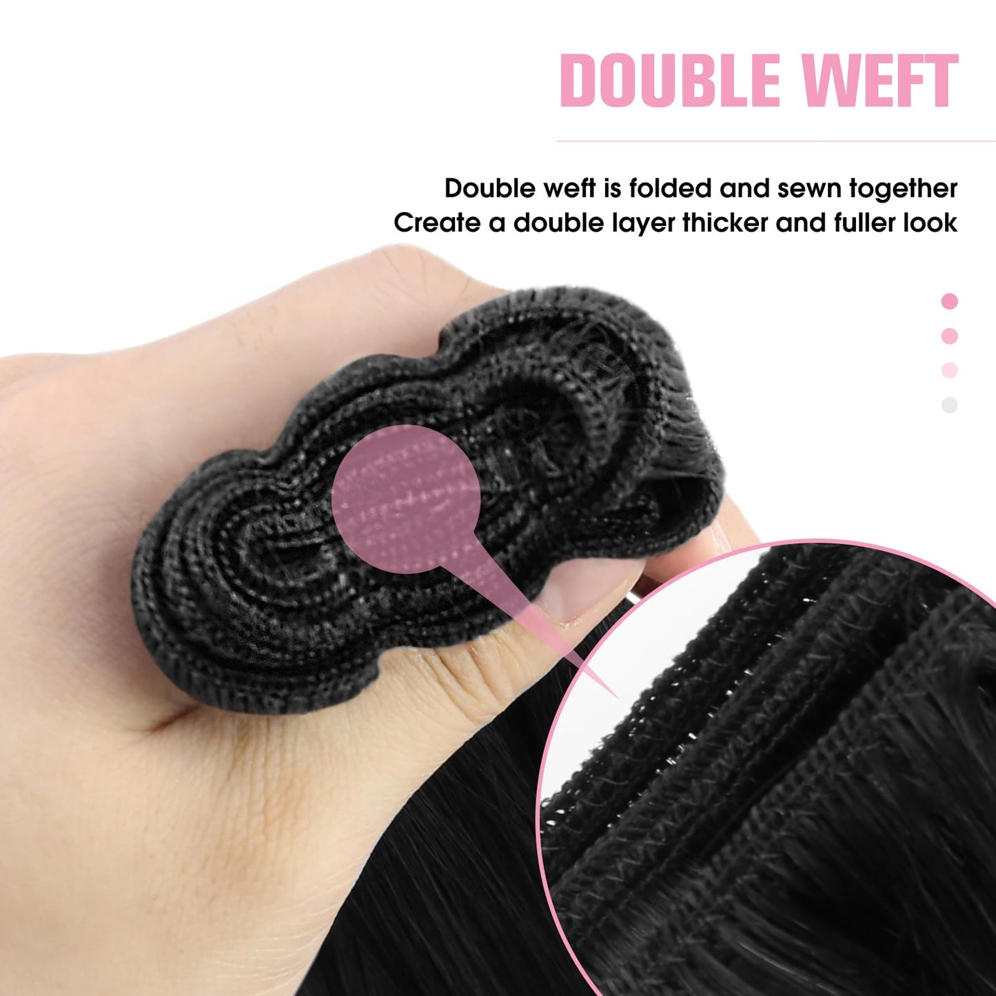 YoungSee Weft Extensions Human Hair Black Weft Hair Extensions Real Human Hair Black Sew in Human Hair Extensions Jet Black Soft