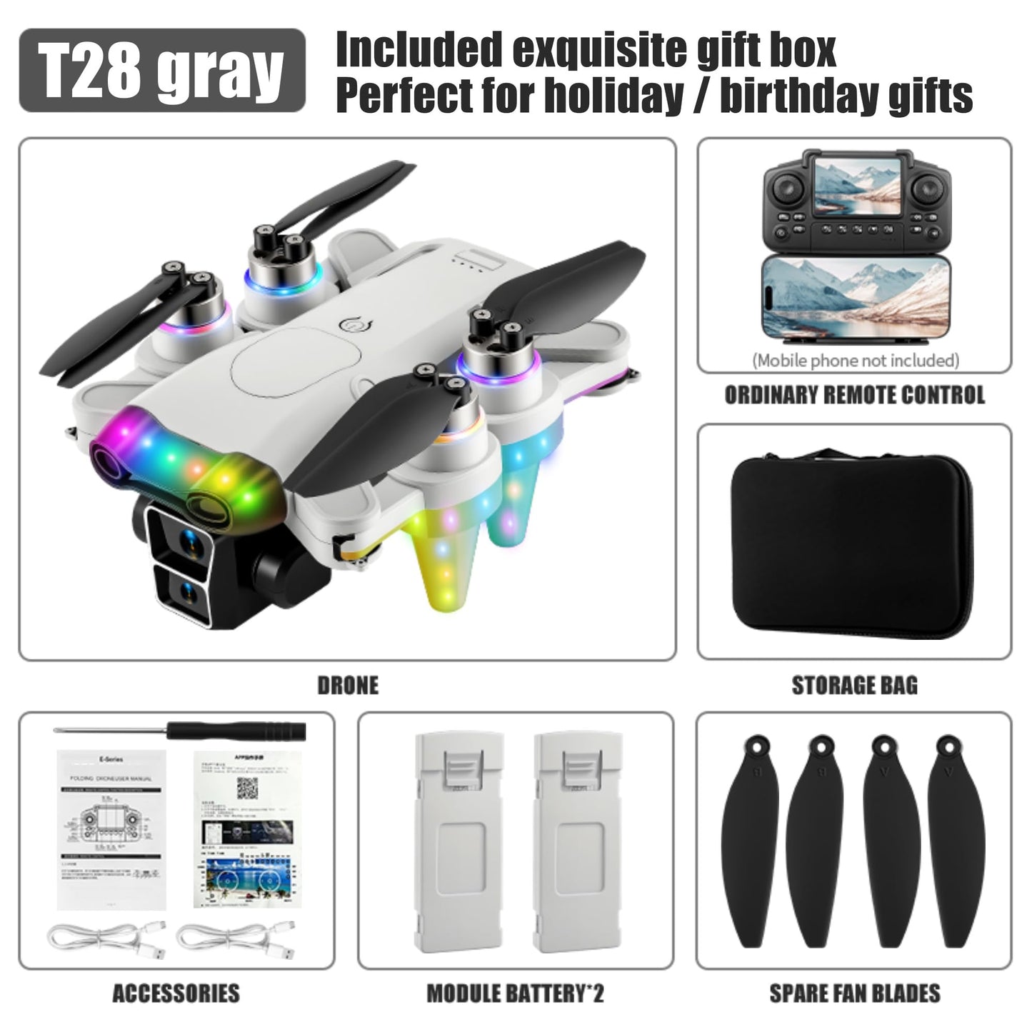 Drones for kids 8-12 with camera – Drone with camera for kids & Beginners, Mini kids drone with Fancy LED Lights, 2.4" Built-In FPV Screen, Dual Batteries, Indoor & Outdoor Toy Gift