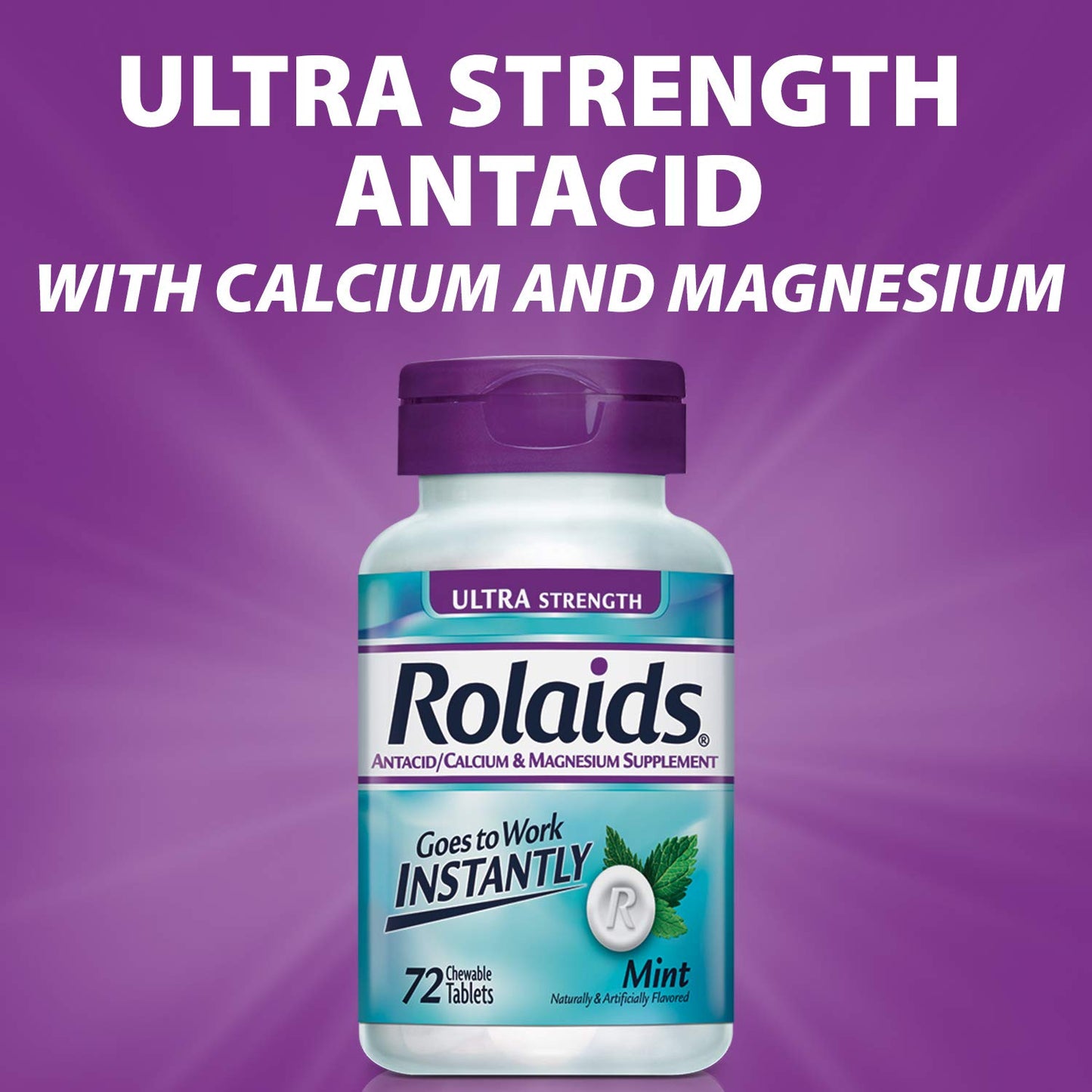Rolaids Ultra Strength Antacid Chewable Tablets, Mint, 72-Count (Pack of 2)