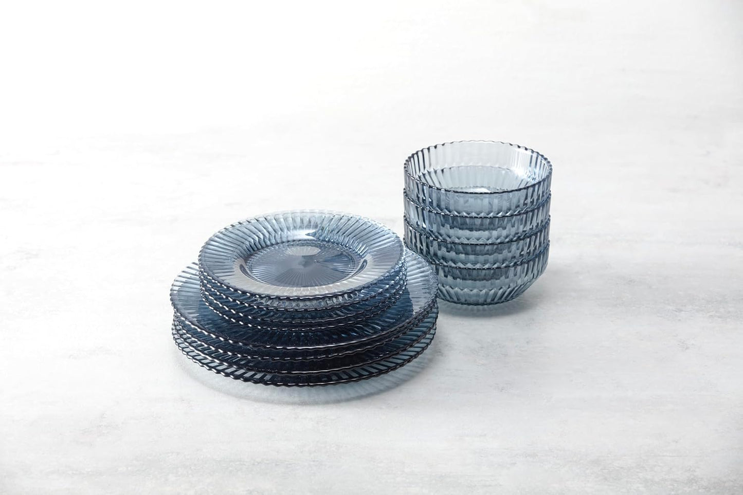 Fortessa Archie Glass, 12 Piece Dinnerware Set (Service for 4), Dusk Gray