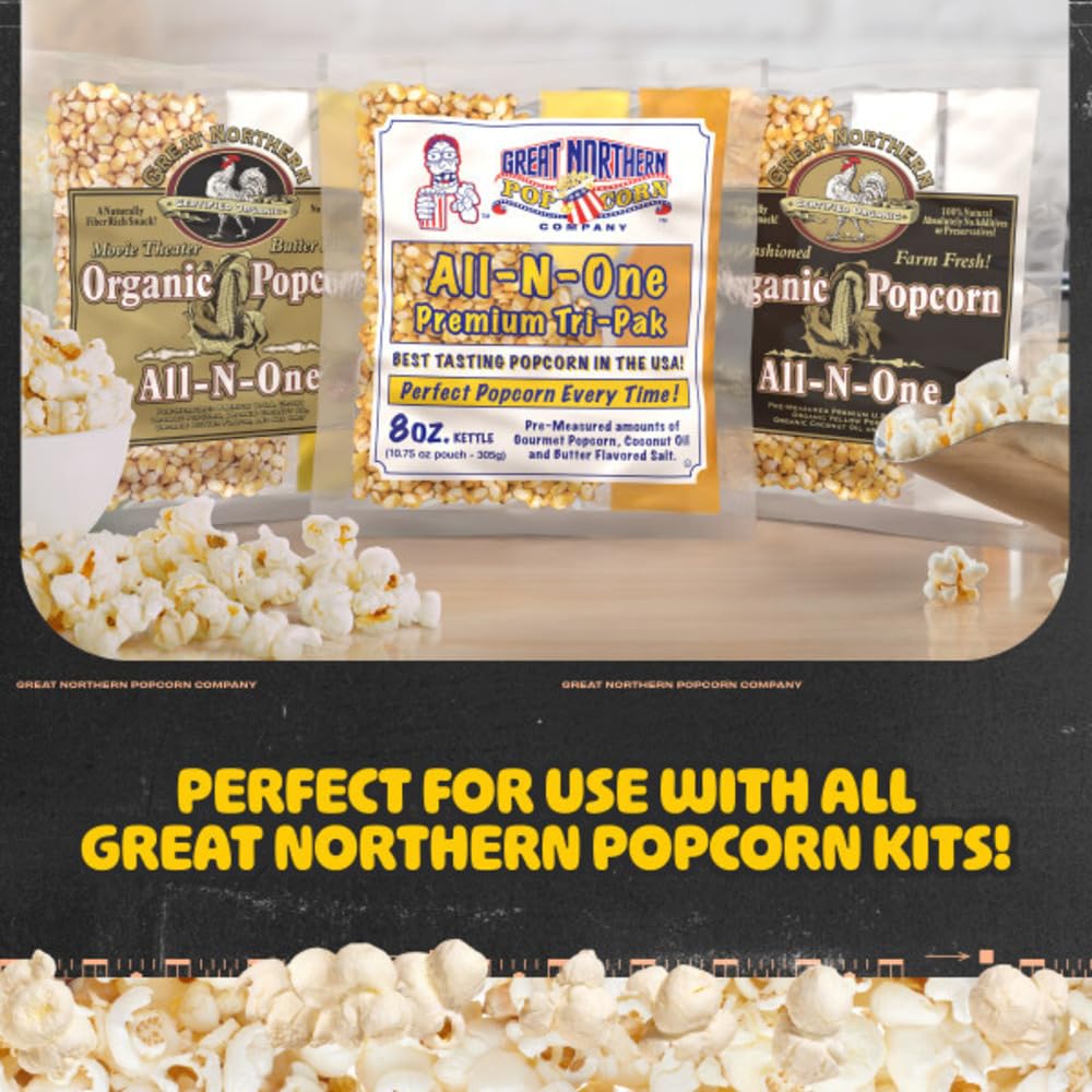 Matinee Popcorn Machine - 8oz Popper with Stainless-Steel Kettle, Reject Kernel Tray, Warming Light, and Accessories by Great Northern Popcorn (Red)