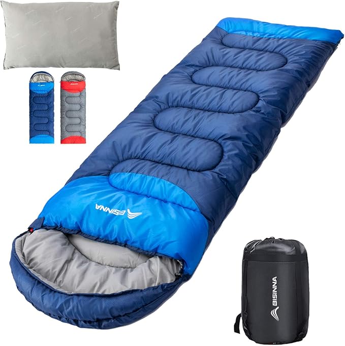 BISINNA Sleeping Bag with Pillow - 4 Season Backpacking Sleeping Bag Lightweight Waterproof Warm and Washable for Adults, ...