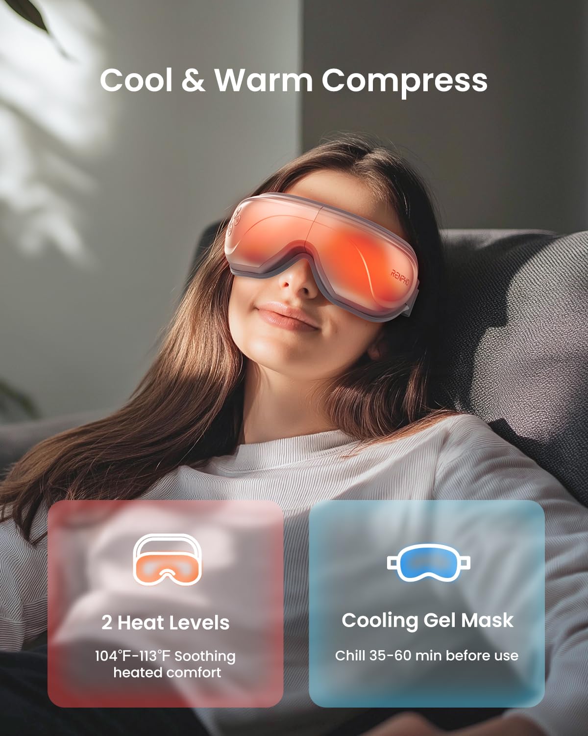 RENPHO Eye Massager with Heat and Cooling, Valentines Day Birthday Gifts for Mom Dad Women Men Heated Eye Mask for Reduce Strain Improve Sleep Eyeris 2