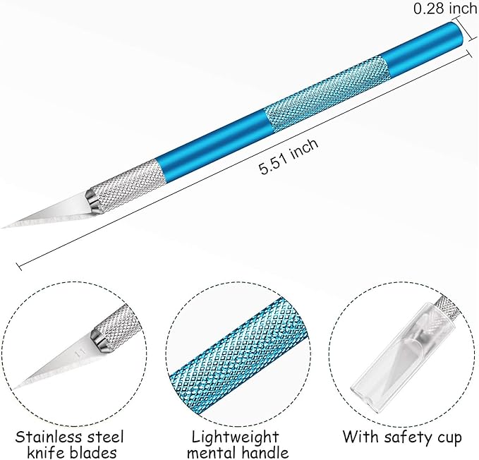 15 Pack Exacto Knife Set, Hobby Knife, Back to School Supplies Craft Knifes Kit for Art, Carving, DIY, Scrapbooking, Art, Cutting, Stencil(Gold and Blue)