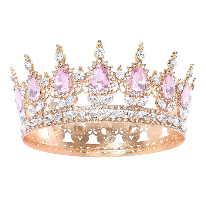 Feltent Pink Queen Crown for Women Crystal Tiara for Women Rhinestone Wedding Headband for Bride Hair Accessories for Cost...