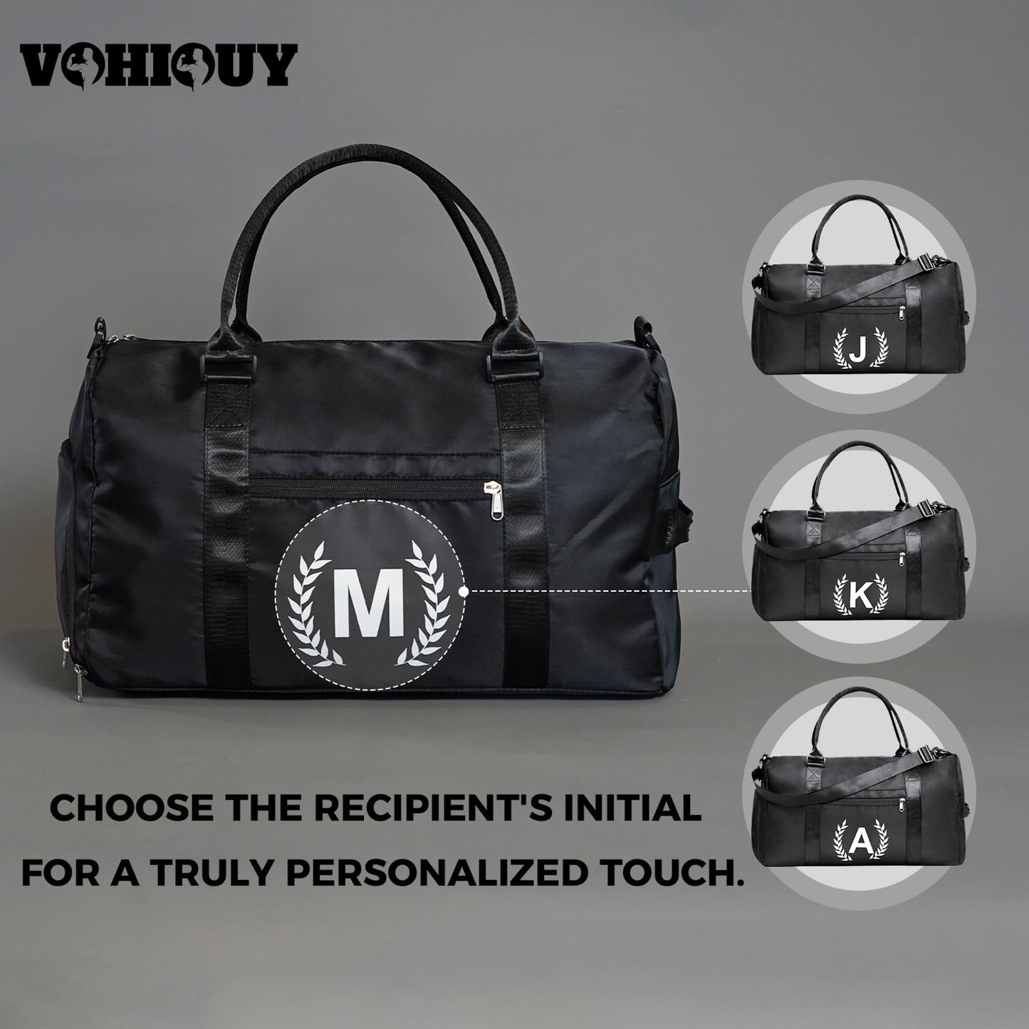 Gym Bag for Women & Men, Travel Duffle Bag with Wet Pocket & Shoes Compartment, Personalized Present for Men& women Teenager Girls Initial Birthday Gifts for Mom Dad Friends