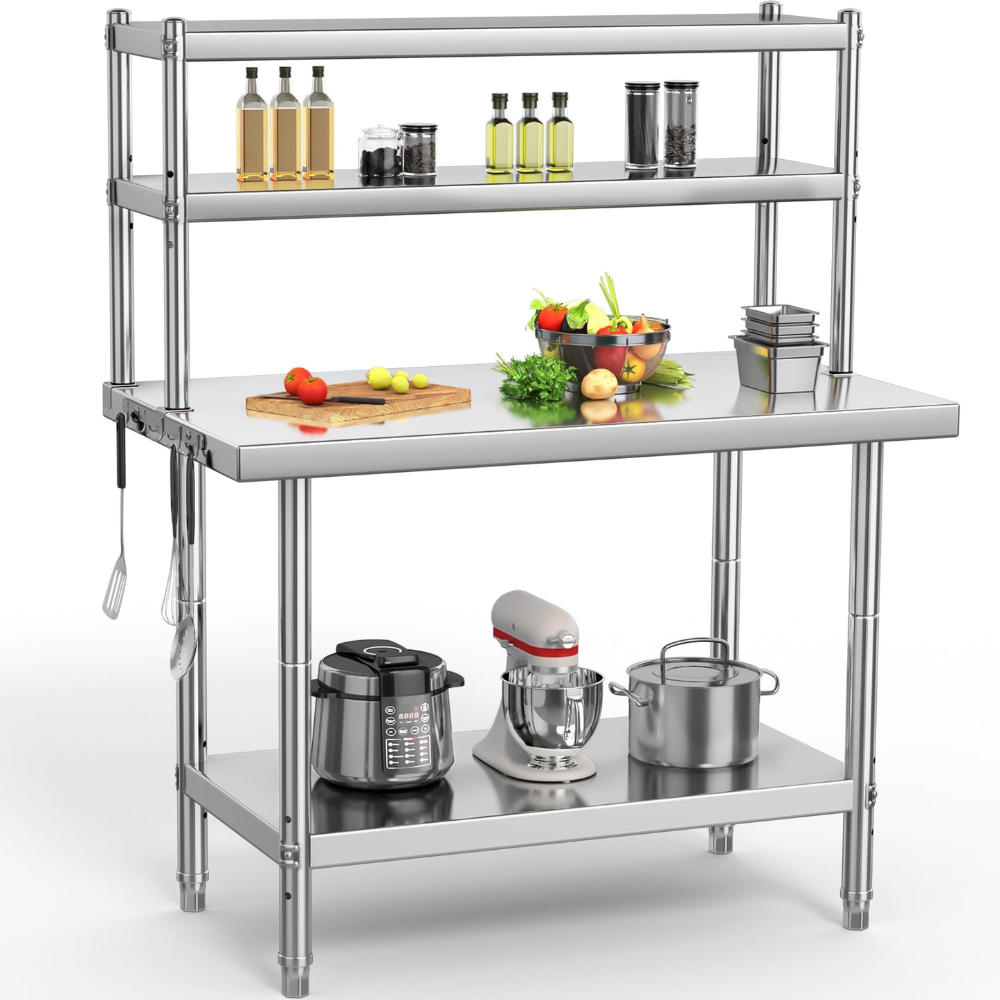 YITAHOME NSF Stainless Steel Table with Overshelf, 36" X 24" Work Table and 36" X 12" Shelf, Metal Prep Table for Home, Kitchen, Restaurant, Garage, Warehouse