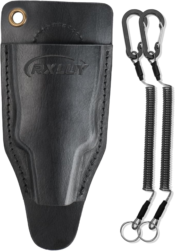 RXLUY Fishing Pliers Holster with Retractable Lanyard, Universal Fit for Most Sea Fishing & Wild River Lure Tongs Leather ...