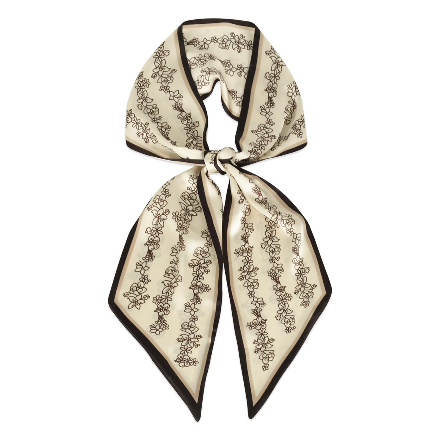 Relang Satin Scarf Mulberry Silk Printed Headband Wrap Hair 7" x 59"