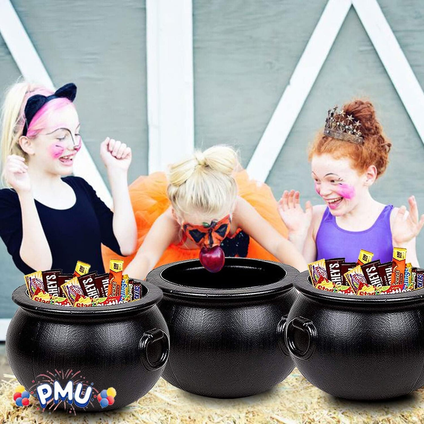 PMU 16 Inch Black Cauldron Kettle, Halloween Witch Plastic Kettle, Party Decorations Indoor & Outdoor, Favor Decoration (1/Pkg) Pkg/1
