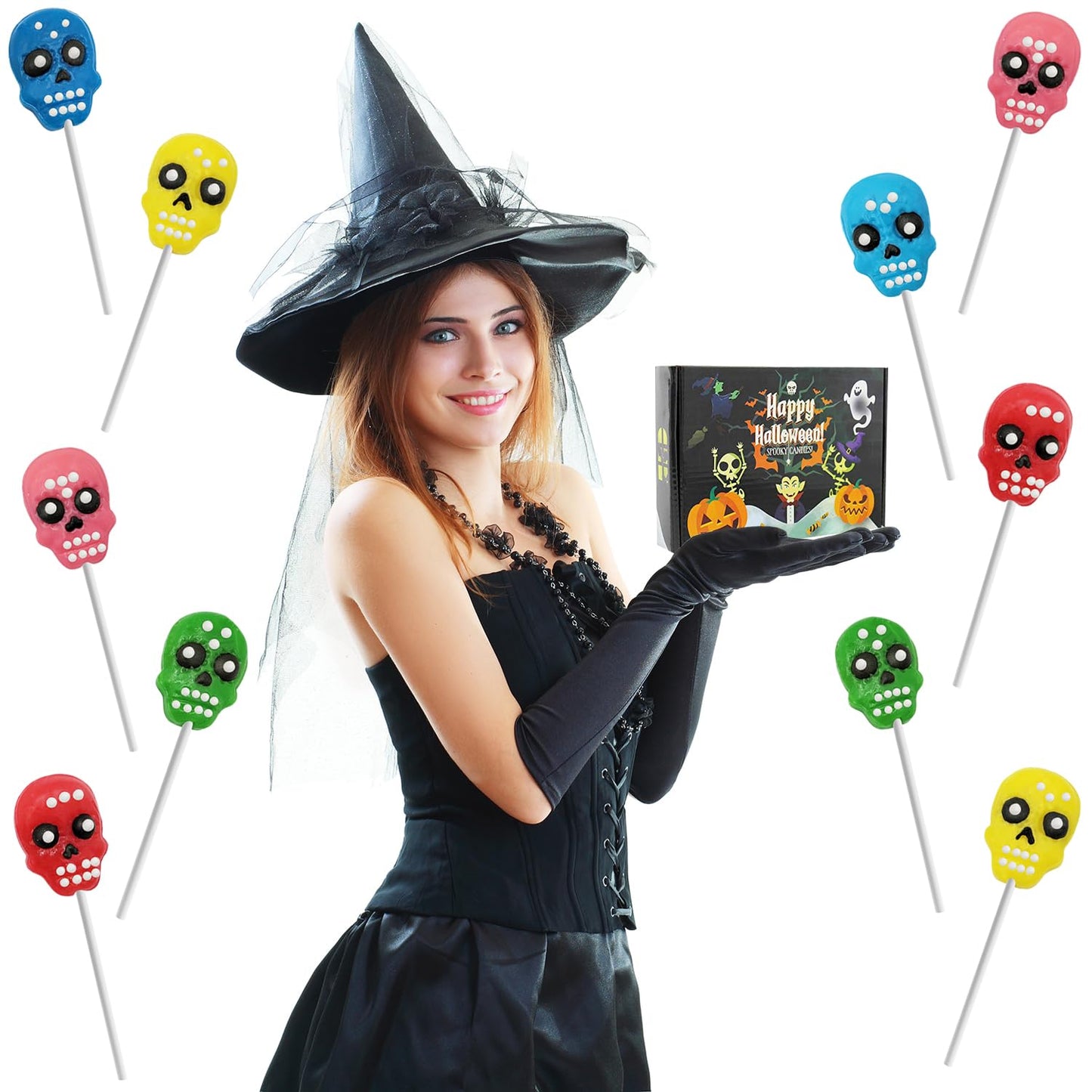 Fruidles Halloween Skull Candy Day of the Dead Lollipops Individually Wrapped (24-Pack